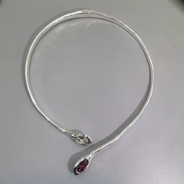 2025 design tendance et de niche, collier en cristal rouge et blanc, personnalisé, accrocheur et pol