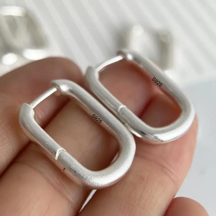 Boucles d'oreilles en argent Sterling 925 pour femmes, bijoux tendance brillants et géométriques lou