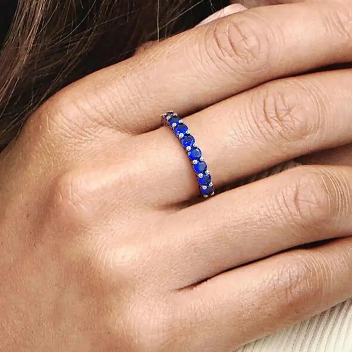 Bague ronde de luxe en argent Sterling 925 pour femmes