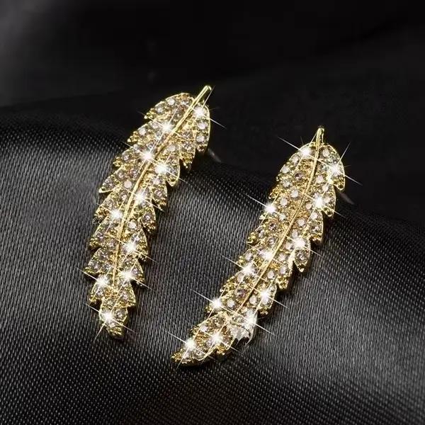 Boucles d'oreilles en diamant blanc pour femme, bijoux en or 14 carats, argent 925, pierres précieus