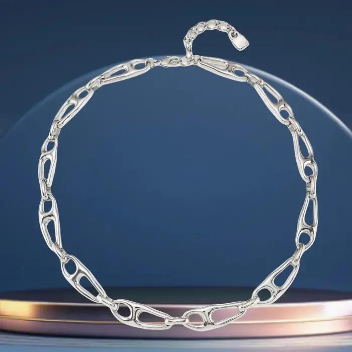 Collier géométrique en argent au Design créatif personnalisé, accessoires de Couple, cadeau d'annive