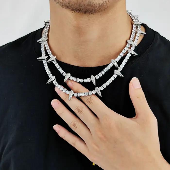 ESKEEM HipHop bijoux glacé Tennis tour de cou plaqué or blanc Micro pavé diamant 5mm panthère noire