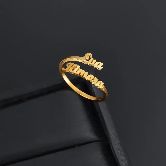 Bague Double nom personnalisée pour hommes et femmes