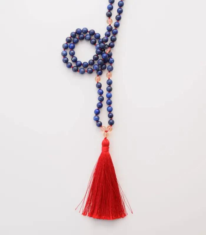 Collier Mala en Lapis Lazuli avec Quartz Jaune