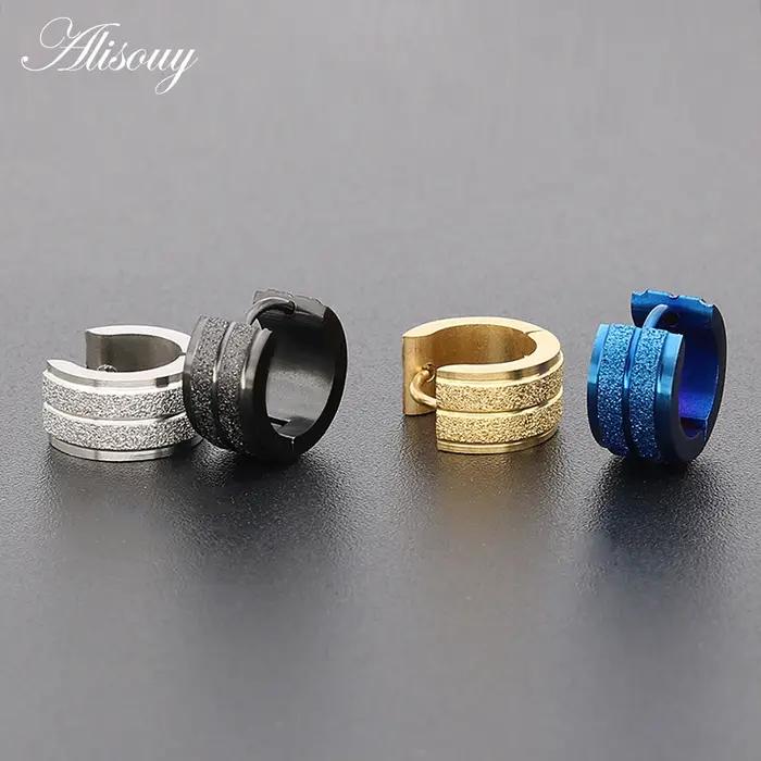 Alisouy 1 paire de boucles d'oreilles créoles bleues et dorées