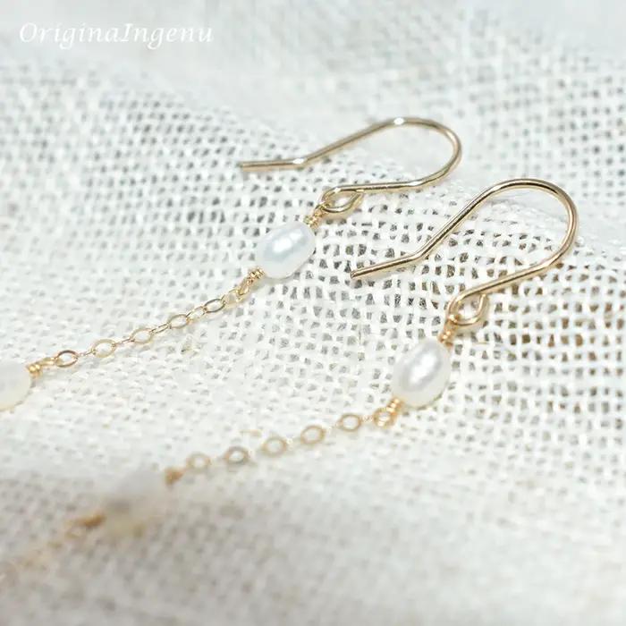 Boucles d'oreilles en perles naturelles remplies d'or 14K
