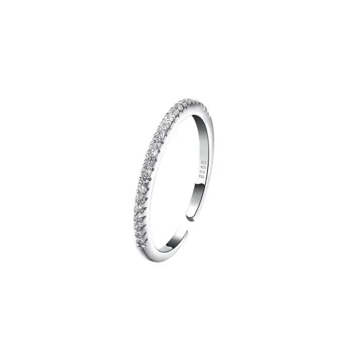 Bague en argent sterling 925 sertie de zirconium blanc élégante pour femmes pour soirée et occasions spéciales