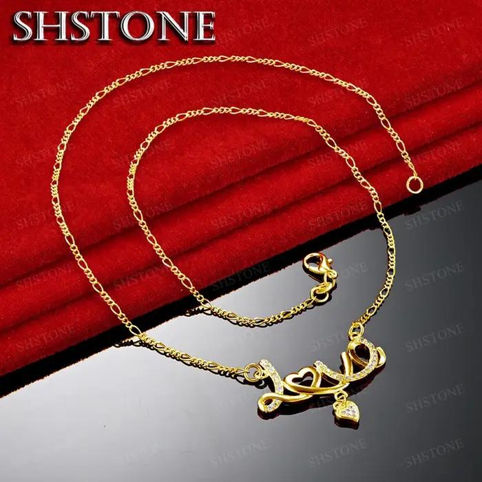 Collier avec pendentif symbole d'amour en forme de cœur en or 18 carats pour femmes