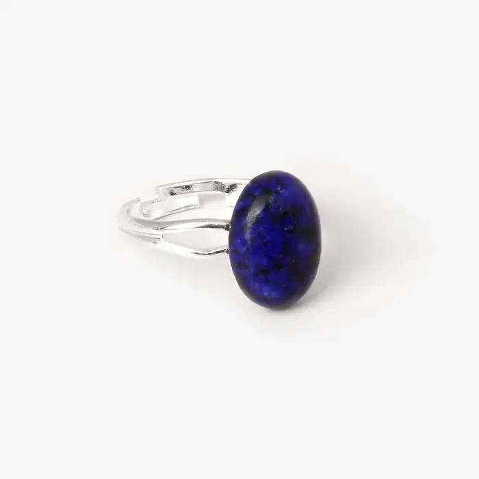 Cabochon pierre naturelle anneau 10*14MM ovale Agates Turquois quartzs gemme bague couleur argent réglable anneaux ouverts bijoux cadeau