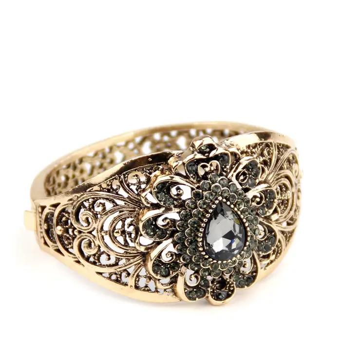 Sunspicems Vintage indien Bracelet Bijoux turc fleur Bracelet arabe femmes Bracelet rétro couleur or bohême mariée Bijoux de mariage