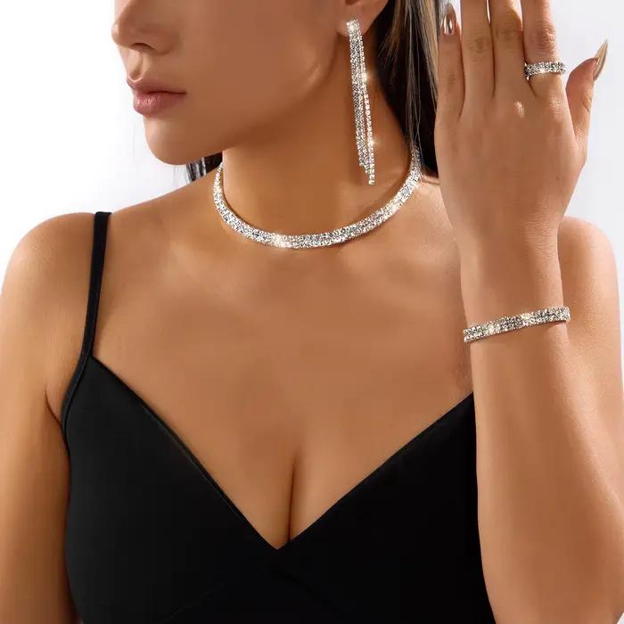 Ensemble de bijoux de luxe en cristal vert pour femmes