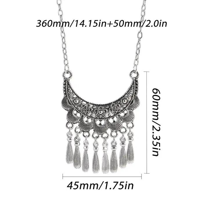 Collier ethnique tibétain avec pompon en argent pour femme