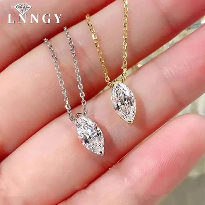 Collier en Moissanite taille Marquise brillante Lnngy