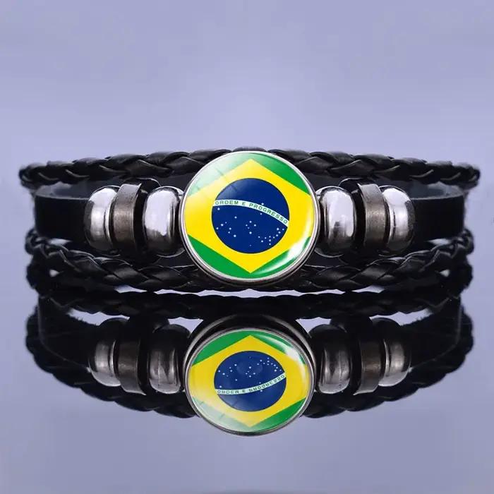 Bracelet en cuir tressé géométrique à la mode pour hommes et femmes occasions spéciales américaine sud exotique sportive