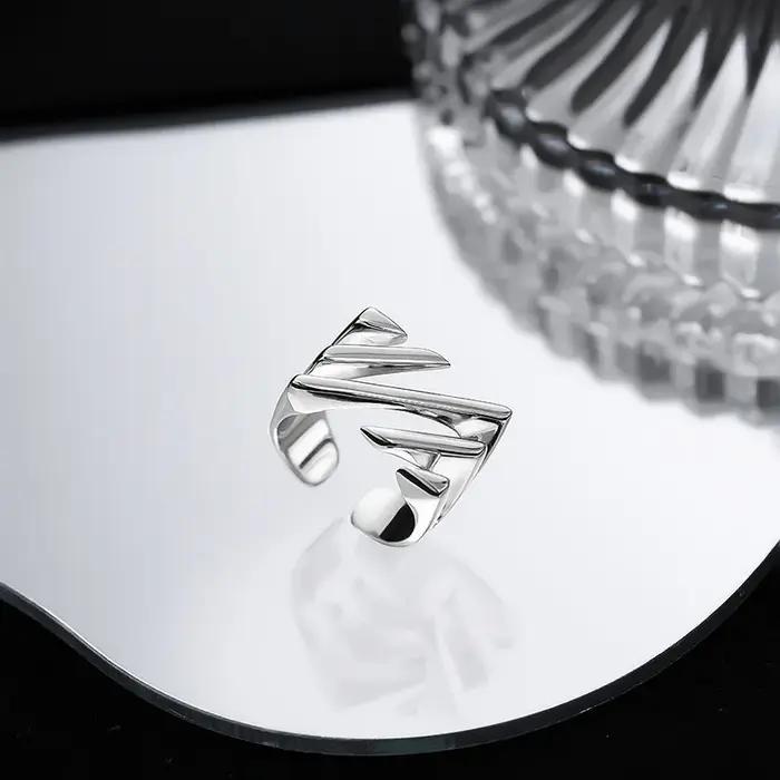 Bagues BFCLUB Sterling 925 Mode Géométrique Unique Pour Femmes Occasions Spéciales Partie Anniversaire Fiançailles Cadeau Noël
