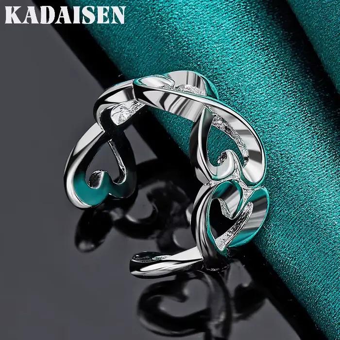 Bague en argent Sterling 925 en forme de cœur pour femmes