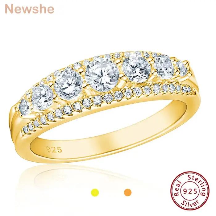Newshe-Bague de fiançailles en argent regardé 925 pour femme