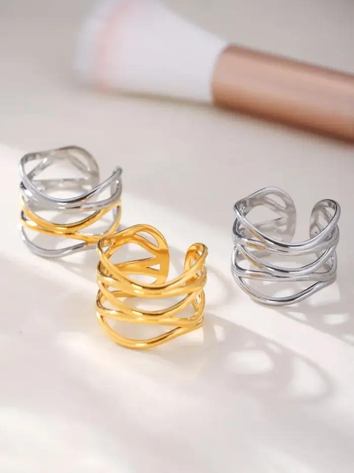 Bagues bicolores en acier inoxydable pour femmes