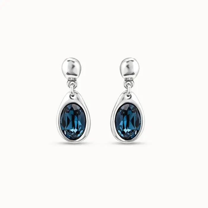 Boucles d'oreilles ovales en saphir de mer profonde, design rétro élégant incrusté, texture légère e