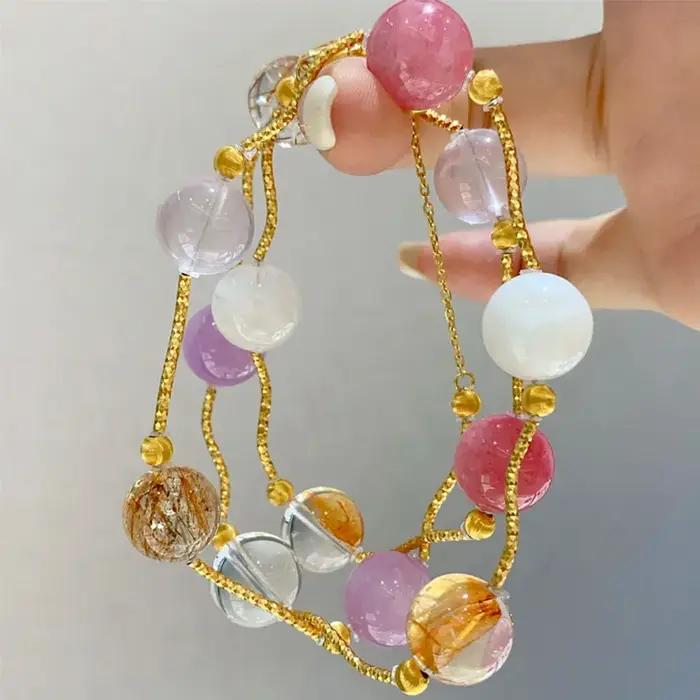 WUIHA romantique 925 en argent Sterling Rose Quartz cristal diamants à haute teneur en carbone pierres précieuses