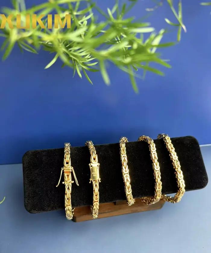 Xukim Jewelry Chaîne Byzantine Kejsarlänk en Or et Argent 6MM, Bracelet et Collier