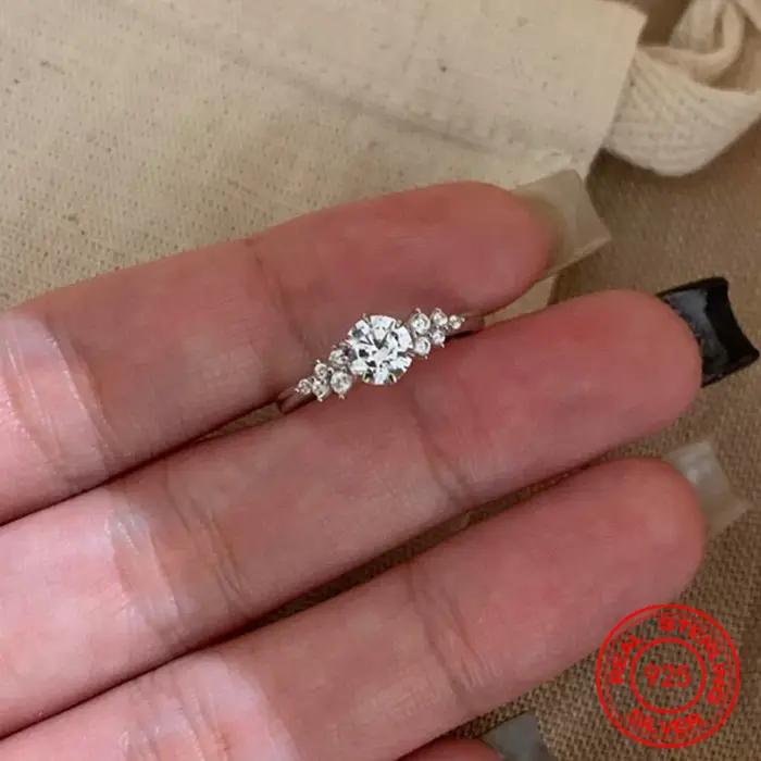 Bague réglable en argent Sterling 925 pour femmes, 1 Carat, bijoux à la mode