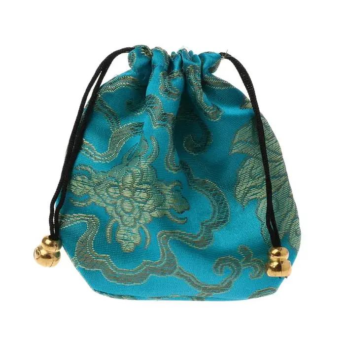 Pochette à bijoux en brocart soie, sacs cadeaux à cordon, porte-monnaie brodé, à bonbons pour cadeaux fête