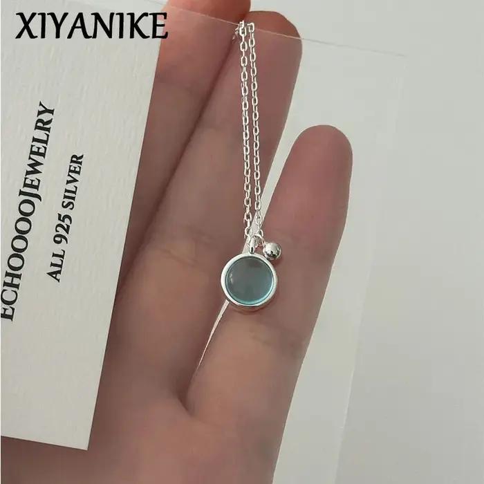 Pendentif Bleu Cristal Elegant Romantique Femme Mariage Anniversaire Soirée Gala Collier Cadeau Special