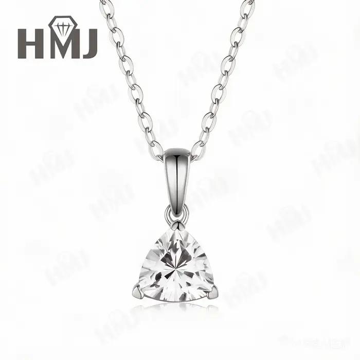 Collier en moissanite véritable taille trillon 1