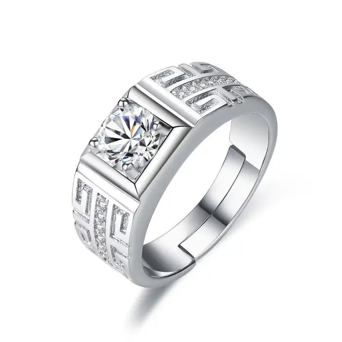 Bague de luxe en argent sterling 925 avec motif cœur exquis et zircone pour homme et femme