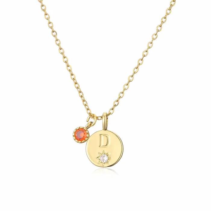 Collier pendentif en laiton plaqué or 18 carats avec 26 lettres pour gravure personnelle bijou cadeau femme occasions spéciales