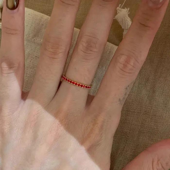 Bague ANENJERY en Zircon Rouge pour Femmes Bijoux Délicats Style Mode Occasions Spéciales