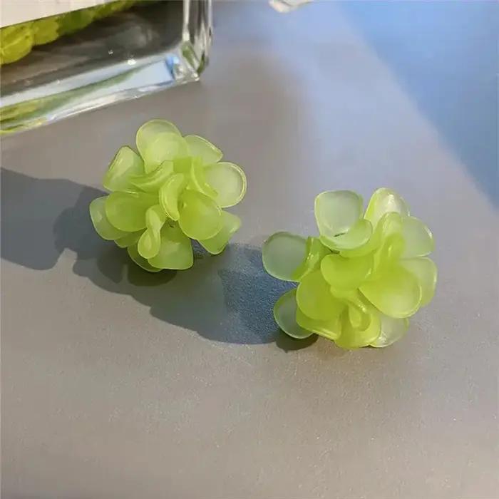 Boucles d'oreilles élégantes à la mode pour femmes, nouveau Design, blanc, vert, grandes fleurs, dou