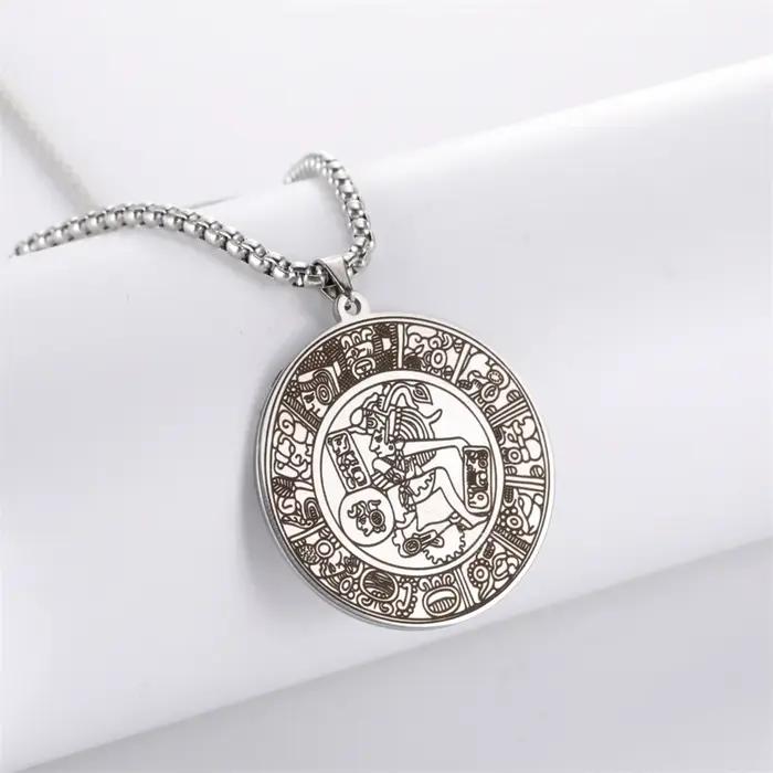 EUEAVAN Collier Pendentif Cercle Maya