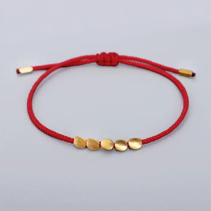 Bracelet ethnique bouddhiste tibétain en cuivre rouge pour femmes et hommes, 5 couleurs, corde tress