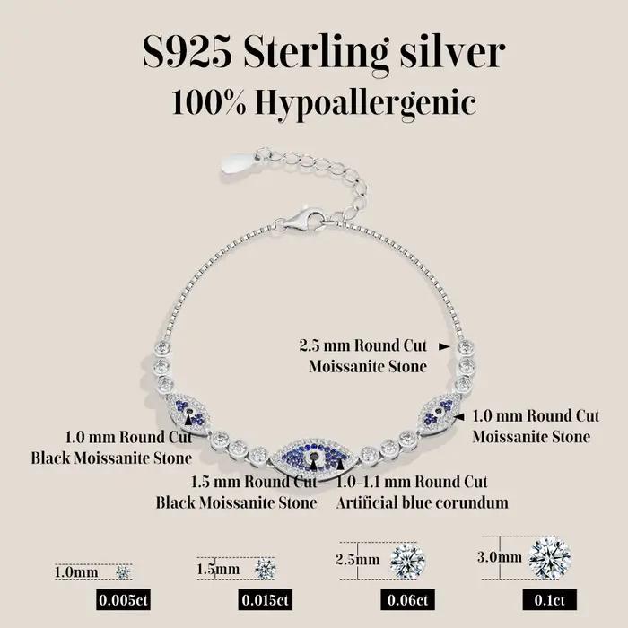 ATTAGEMS – Bracelet à breloques mauvais œil en argent Sterling s925