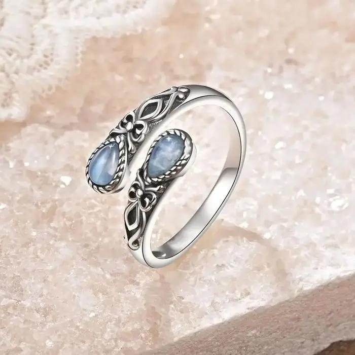 QIBAOKU – bague rétro en argent
