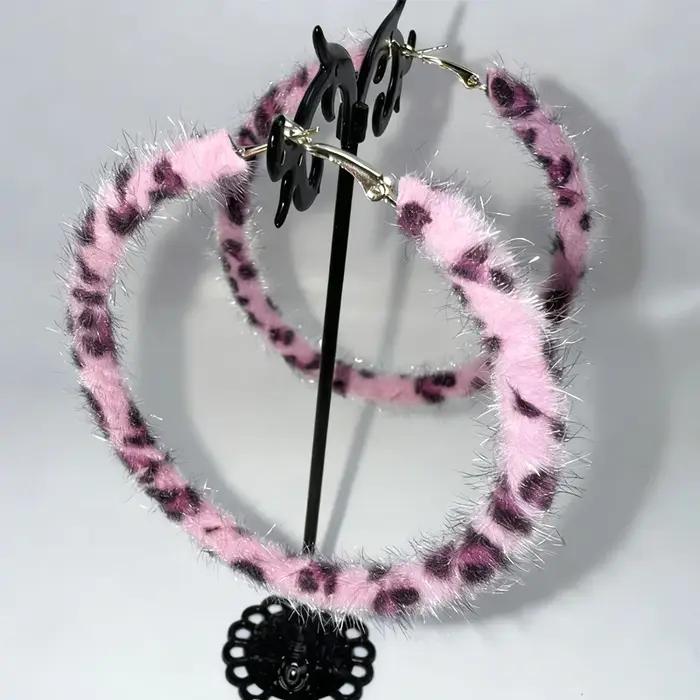Y2K – boucles d'oreilles imprimées léopard rose pour femmes