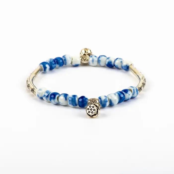 Bracelets élastiques en perles de céramique pour femmes