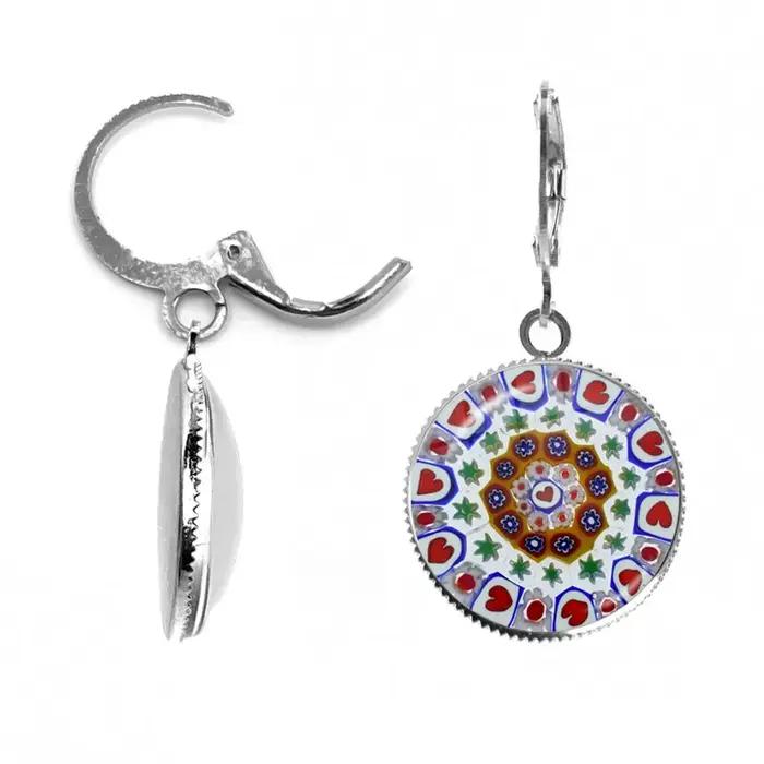 Boucles d'oreilles en forme de fleur de Murano Millefiori
