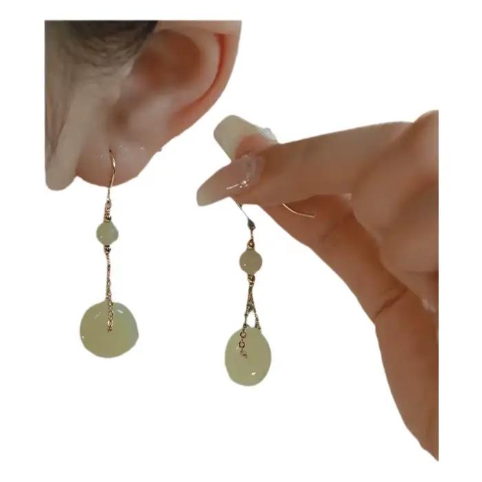 Boucles d'oreilles élégantes de style ancien en turquoise pour femmes, forme géométrique ronde, design tendance et personnalisé, effet amincissant, à crochet