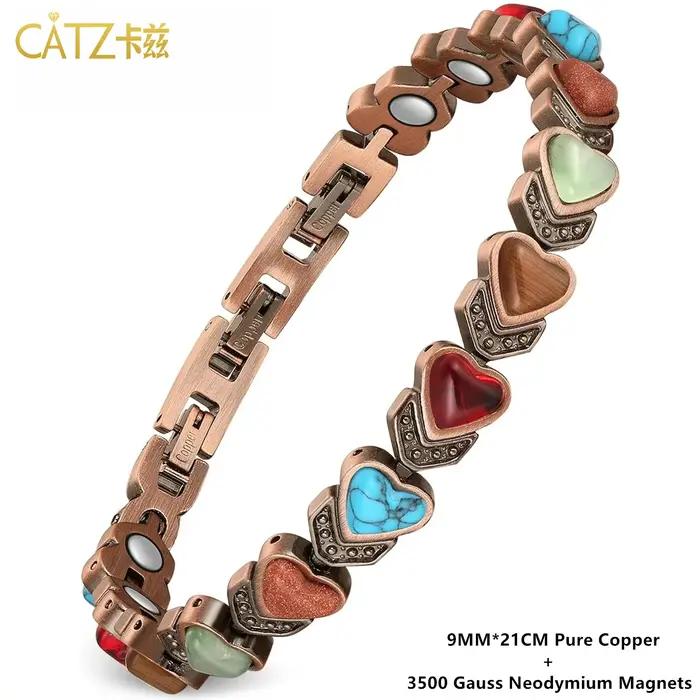 Bracelet en cuivre pour femme, bracelet magnétique en cuivre pur à 99,99 %, équipé d'aimants en néod