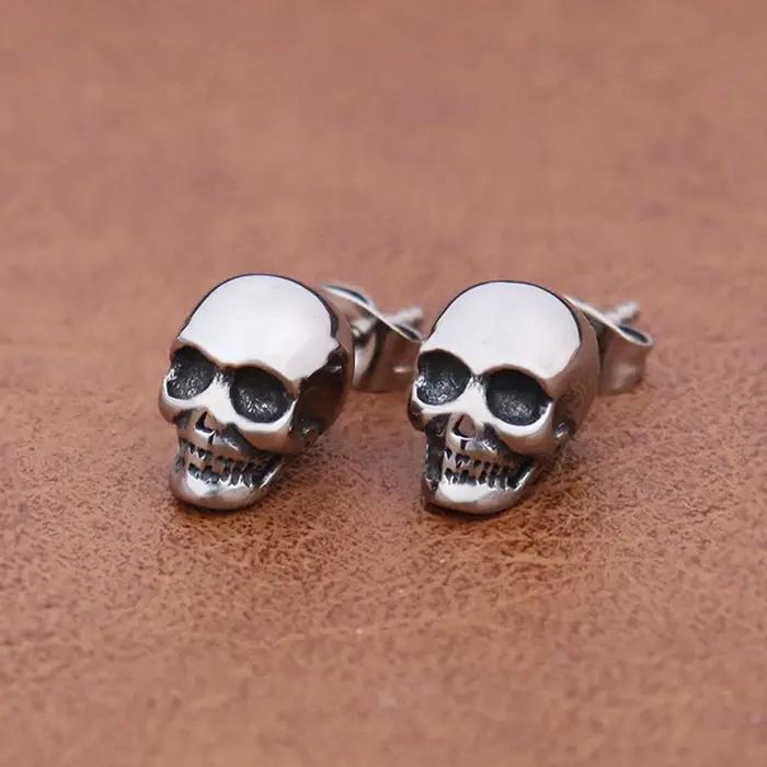 Punk Rock Skull Stud Boucles d'oreilles en acier inoxydable pour hommes et femmes