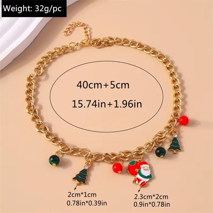 Collier joyeux noël pour femmes, pendentif arbre du père noël, décoration de bijoux pour Festival du nouvel an pour filles