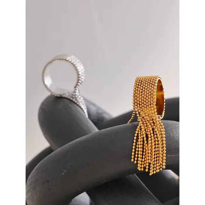 Yhpup déclaration chaîne en acier inoxydable gland bague réglable 18K PVD plaqué haute qualité charme élégant bijoux dorés