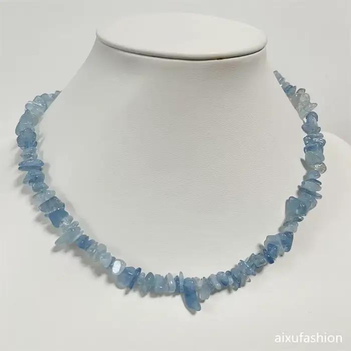 Clear uto-Collier en aigue-marine AAA
