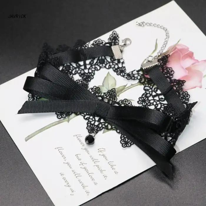 Collier ras du cou en dentelle noire style gothique vintage torques pour femmes parties concerts Halloween Noël fantaisie punk élégant