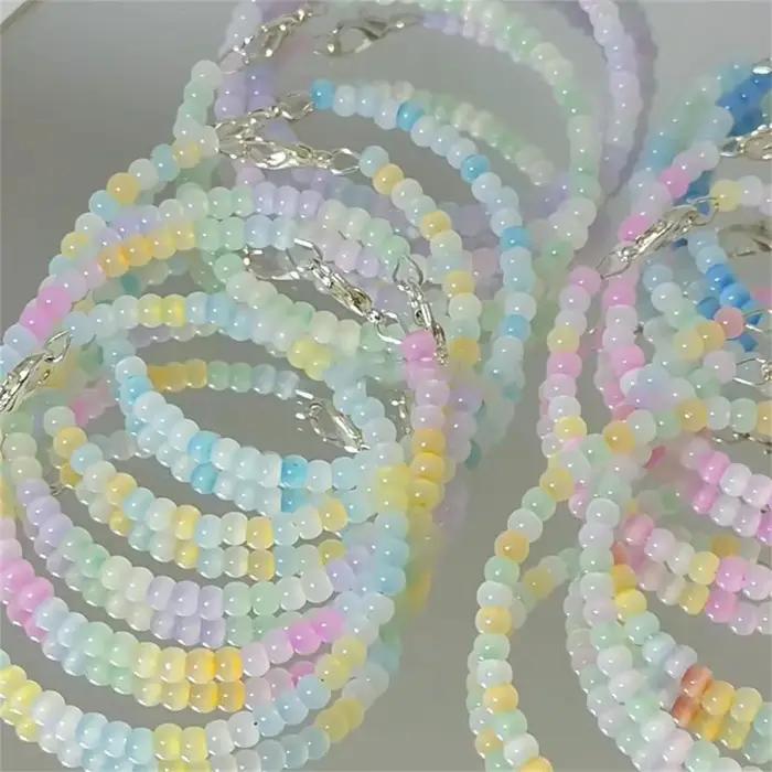 Bracelet de perles aux couleurs arc-en-ciel pour filles