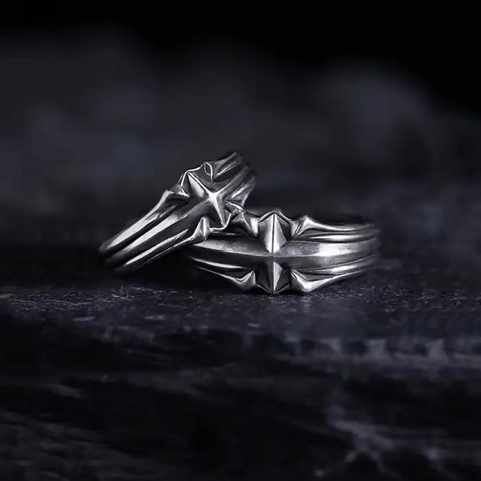 Bague réglable étoile en Relief Vintage pour hommes