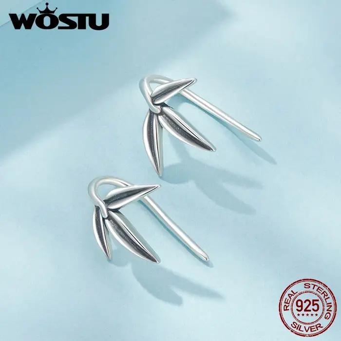 Boucles d'oreilles à tige en bambou brillant pour femme